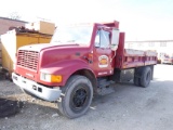 1996 INTERNATIONAL 4700 FLATBED TRUCK, 223K + mi,  T444E DIESEL, 5+2 SPEED,