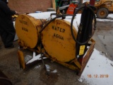 (2) METAL TANKS WITH STAND,  AND (2) HAND PUMPS