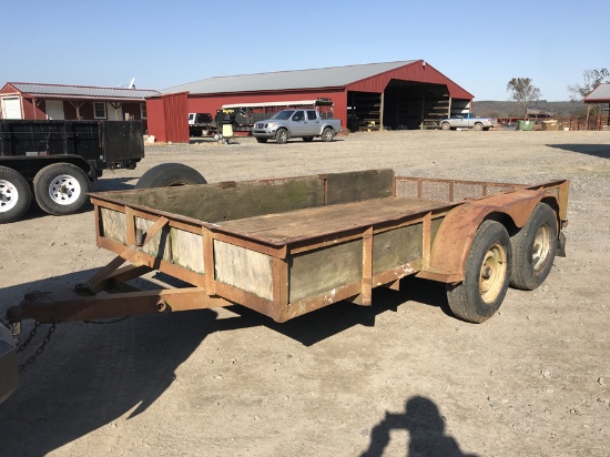 SHOPBUILT UTILITY TRAILER,  6' X 10', TANDEM AXLE, SPRING RIDE, 2" BALL, RE