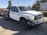 2009 RAM 3500 FLATBED TRUCK, 112K MILES ON METER,  CREW CAB, 4X4, CUMMINS,