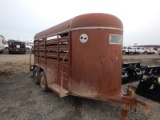 1983 WW CATTLE TRAILER,  14', BUMPER PULL, TANDEM AXLE, SINGLE TIRE, METAL