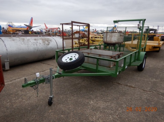 SHOPBUILT 6 1/2X 12 TRAILER,  SINGLE AXLE WITH RAMP GATE, CRAWFISH COOKER,