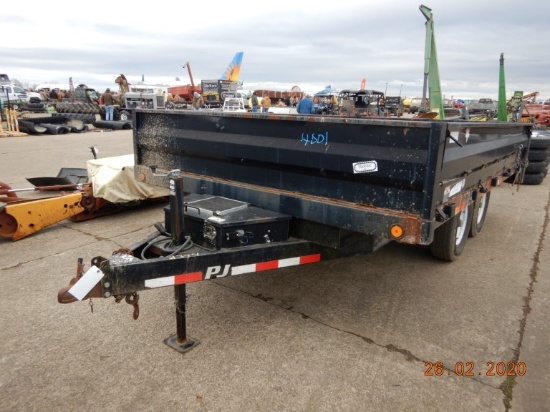2010 TG DUMP TRAILER,  14FT, TANDEM AXLE, SELF CONTAINED HYDRAULICS, FOLD D