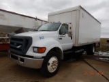 2003 FORD F750 BOX TRUCK, 628767+miles  CAT 3126 ENGINE, 6 SPEED, SINGLE AX