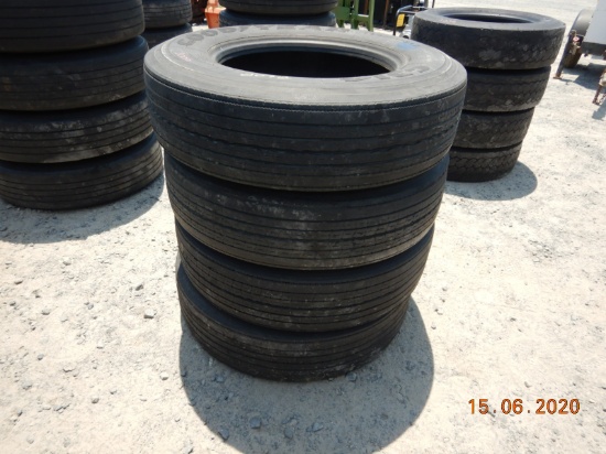 (4) ORIGINAL LO-PRO 22.5 TIRES