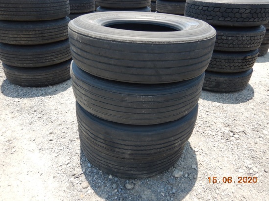 (4) ORIGINAL LO-PRO 22.5 TIRES