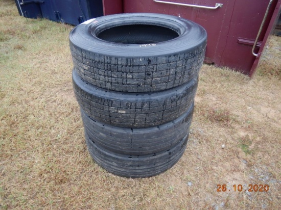 (4) ORIGINAL 255/70R22.5 TIRES