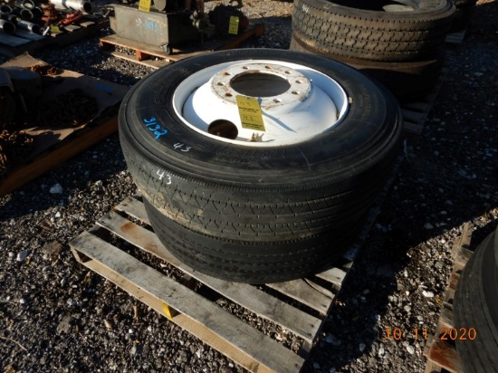 (2) ASSORTED TRUCK TIRES ON STEEL RIMS