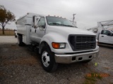 2000 FORD F-650 CHIPPER DUMP TRUCK, 166,707+ mi,  CREW CAB, 5.9L CUMMINS DE