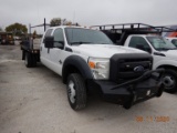 2015 FORD F-550 XL FLATBED TRUCK, 139,017+ mi  CREW CAB, 4 X 4, 6.7L POWERS