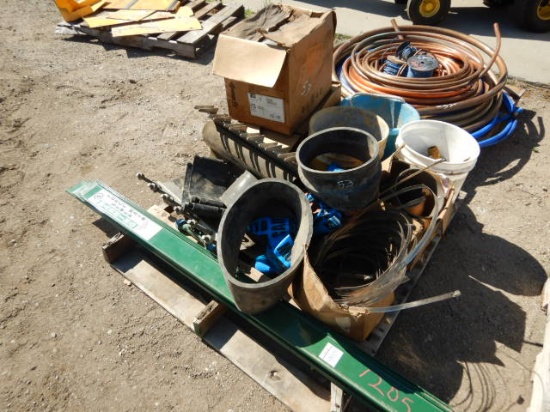 PALLET W/ BRASS FITTINGS, VALVES, TAPPING SADDLES, & CLAMPS