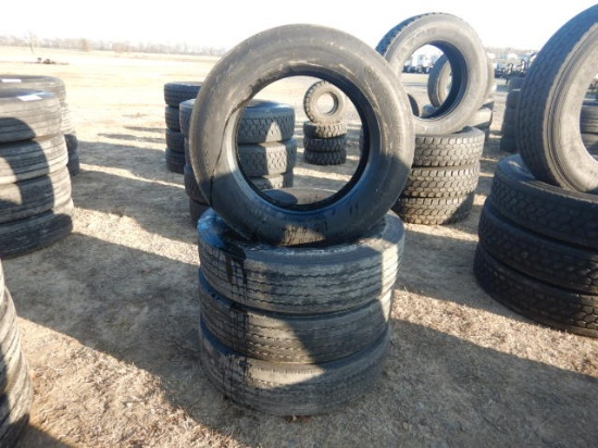 (4) ORIGINAL 255/70R22.5 TIRES