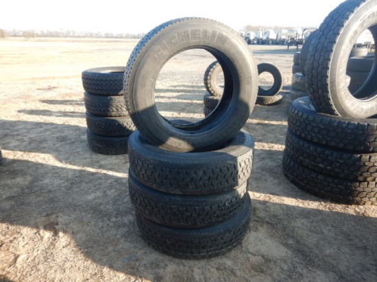 (4) ORIGINAL 255/70R22.5 TIRES