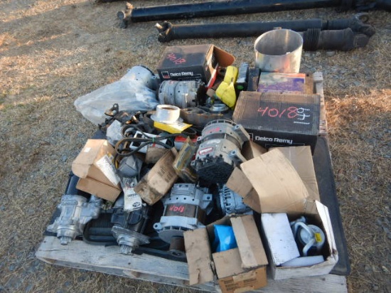 PALLET WITH NEW & REBUILT STARTERS AND ALTERNATORS,  AND MISCELLANEOUS