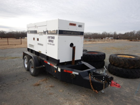 MQ POWER WHISPER WATT PORTABLE GENERATOR, 33,194+ hrs,  TRAILER MOUNTED, IS