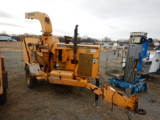 2004 VERMEER BC1230A PORTABLE CHIPPER, 2,123+ hrs,  PERKINS TURBO DIESEL S#