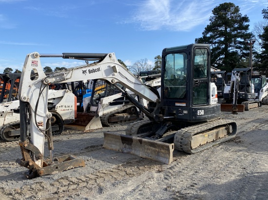 2017 BOBCAT E50 MINI EXCAVATOR, n/a+ hrs,  RUBBER TRACKS, CAB, AC, A91 PACK