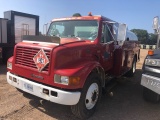 1995 INTERNATIONAL 4700 FUEL AND LUBE TRUCK  T444E DIESEL ENGINE, 6-SPEED,