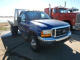 1999 FORD F350 FLATBED TRUCK, 150K+ MILES  POWERSTROKE DIESEL, 5 SPEED, 4X4