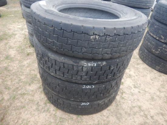 (4) ORIGINAL 11R24.5 LUG TIRES