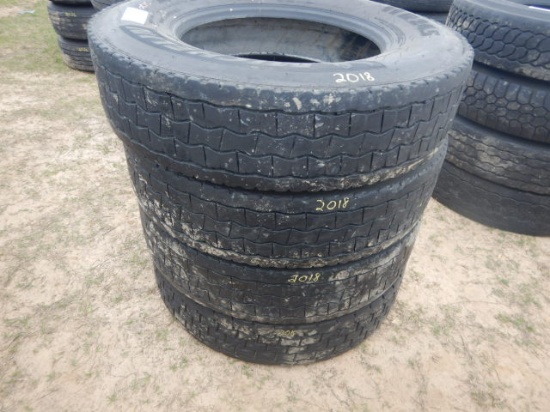 (4) ORIGINAL 11R24.5 LUG TIRES