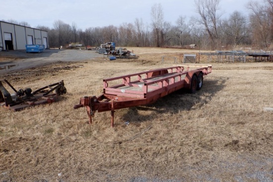 SHOPBUILT PIPE / MATERIAL TRAILER,  24' X 4', TANDEM AXLE, SURGE BRAKES S#