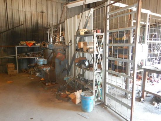 CONTENTS OF TOOL CAGE / ROOM WHICH INCLUDES  NUTS, BOLTS, HOSE AND MISCELLA