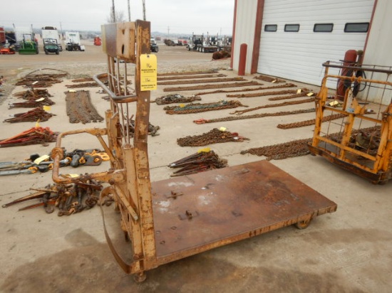 ROLL AROUND SHOP CART  WITH BINDER PARTS, HAMMER, HITCHES, & MISCELLANEOUS