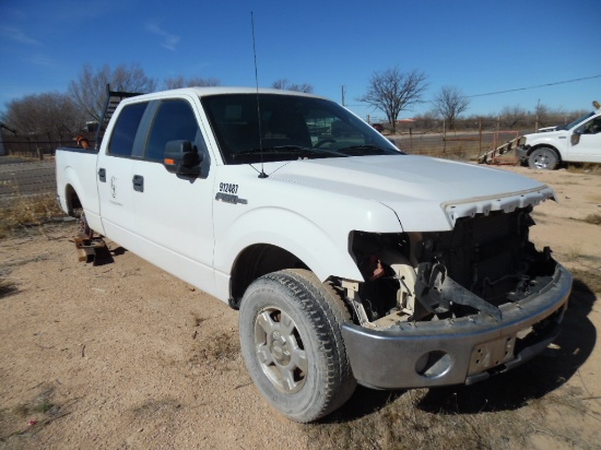 2012 FORD F150 2WD CREWCAB PICKUP TRUCK, 5.0L GAS, A/T, A/C, P/S, KEY, MISS