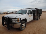 2013 CHEVY 3500 2WD FLATBED/STAKE PICKUP TRUCK, 6.0L GAS, A/T, A/C, P/S, KE