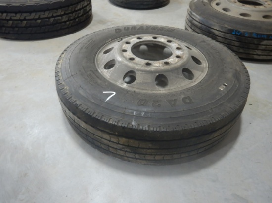 (1) 295/75R22.5 TIRE  ON 10-HOLE WHEEL