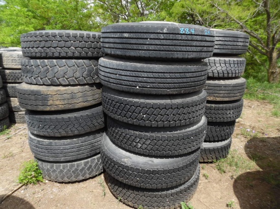 (24) LOT OF ASSORTED 11R22.5" TIRES/WHEELS