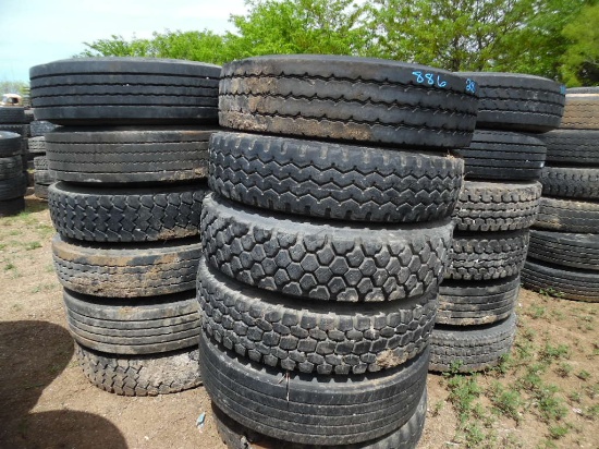 (28) LOT OF ASSORTED 11R22.5" TIRES/WHEELS