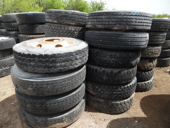 (28) LOT OF ASSORTED 11R22.5" TIRES/WHEELS