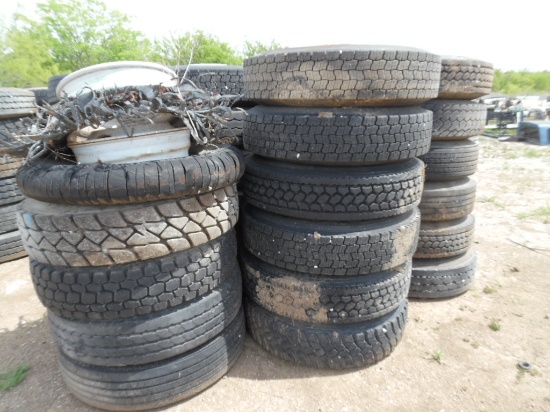 (30) LOT OF ASSORTED 11R22.5" TIRES/WHEELS