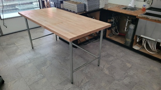 (1) Large Wooden Top Table