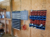 BOLT BINS WITH CONTENTS  (ON SHOP WALL)