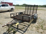 SHOPBUILT UTILITY TRAILER,  5'X8', SINGLE AXLE, SINGLE TIRE, FOLDING RAMP G