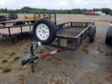 TRAILER,  14', SINGLE AXLE, SINGLE TIRE, STOWABLE RAMPS, EXPANDED METAL FLO