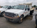 2003 FORD F-350 DUMP TRUCK,  CREW CAB, POWERSTROKE 6.0 LITRE DIESEL, AUTOMA