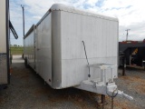 ENCLOSED CAR TRAILER,  BUMPER PULL, 28', TANDEM AXLE, SPRING RIDE, REAR RAM