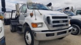 2008 FORD F-750 TRASH DUMPSTER DOLLY TRUCK, 246,214+ mi,  CUMMINS 6.7 LITRE