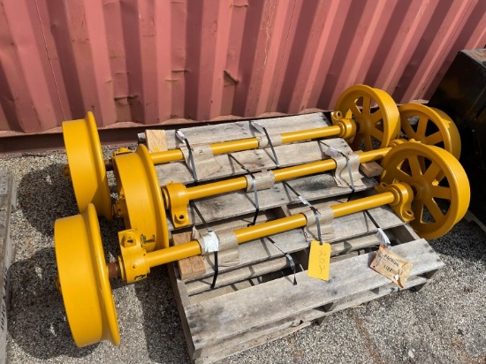 (3) New Nolan 1-15/16" axle assemblies with pillow blocks/bearings, Cast wh