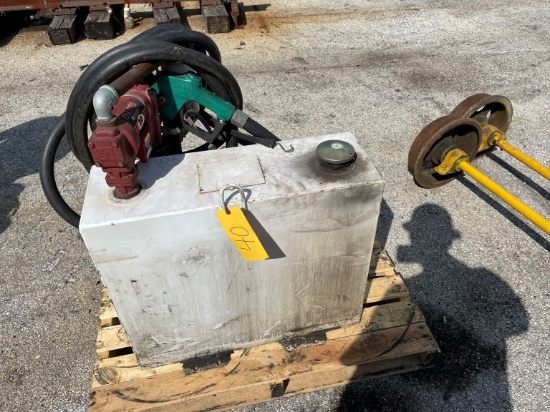 (1) 52 gal "L" Transfer fuel tank w/ 12V pump & hoses, (Worked when rmvd),