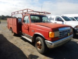 1989 FORD F-350 SERVICE TRUCK, shows 33,358+ mi,  V8 GAS, AUTOMATIC, PS, AC