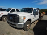 2011 FORD F350 FLATBED PICKUP TRUCK, 150,759 miles  4X4, CREW CAB, POWERSTR