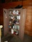 METAL CABINET WITH GREASE, PAINT, FILTERS,  & MISCELLANEOUS