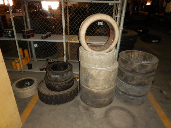 LOT OF SOLID TIRES,  21 X 7 X 15, 21 X 7 X 15, 16 X 6 X 10.5 & MISCELLANEOU
