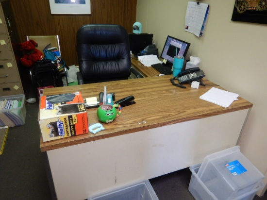 DESK, CHAIR, FILE CABINET,  & MISCELLANEOUS