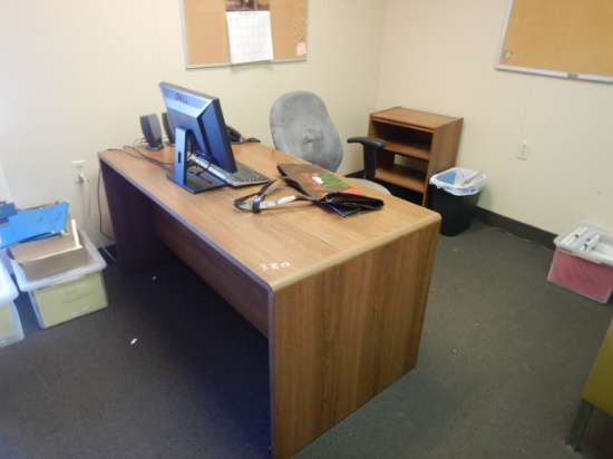 (2) DESKS, BOOKSHELF, CHAIR, DESK (OUT THE DOOR),  & MISCELLANEOUS